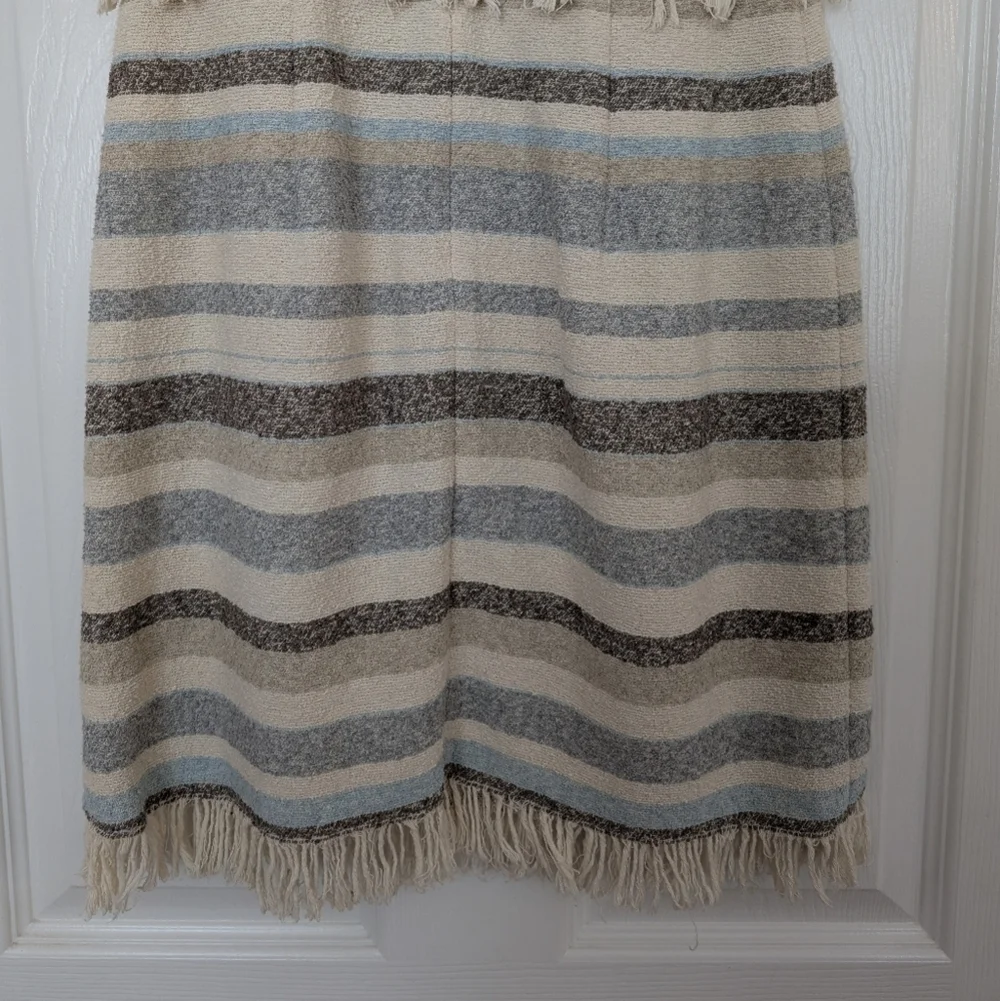 TORY BURCH Sleeveless Striped Fringe Halter Dress